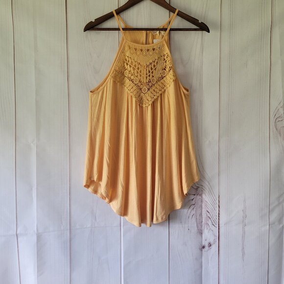 Hem & Thread Tops - NWT Hem & Thread Women’s Top, L, Yellow, Crochet Detail, Dress/Casual Shirt.